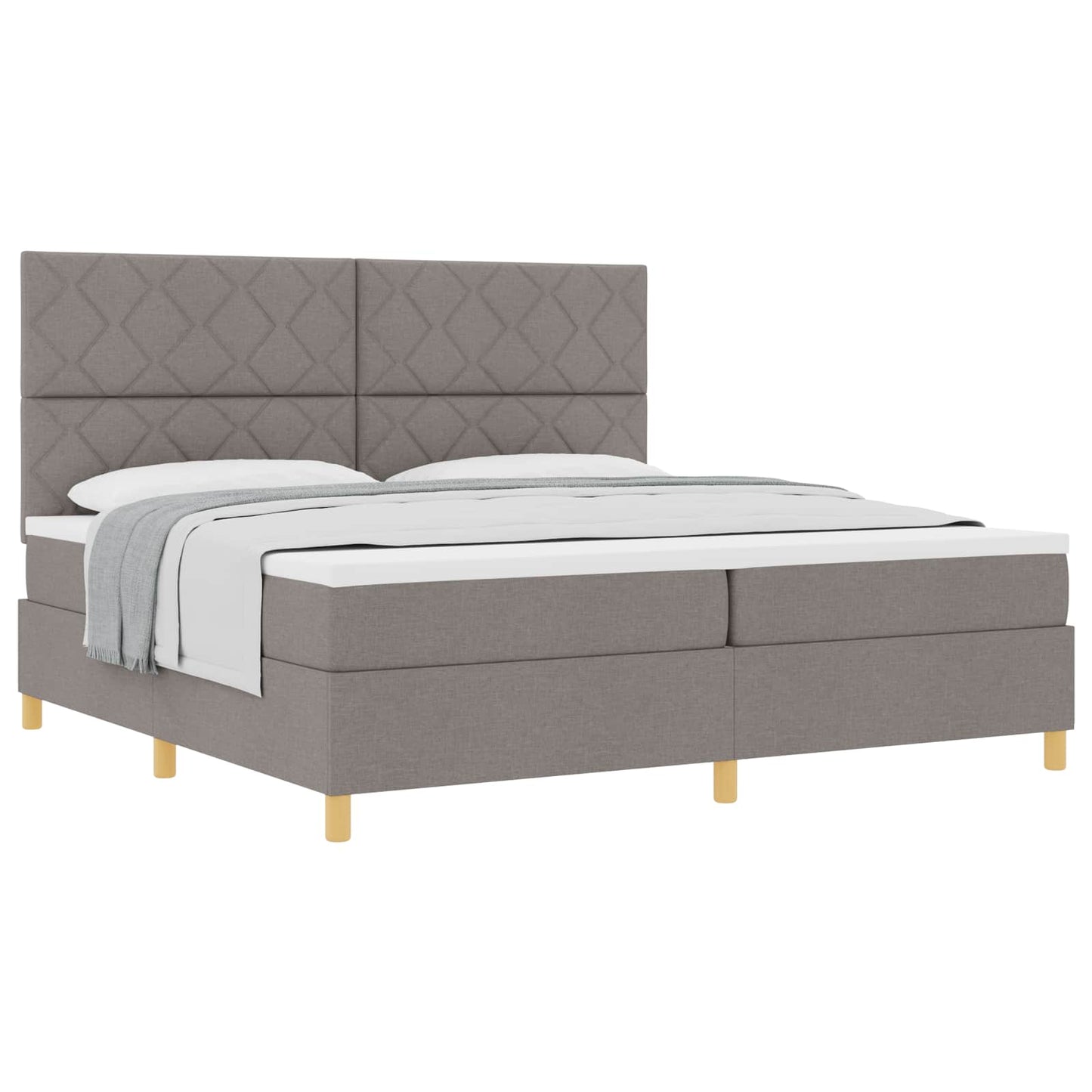 vidaXL Κρεβάτι με ελατήρια με κεφαλάρι Taupe 200 x 200 cm ύφασμα