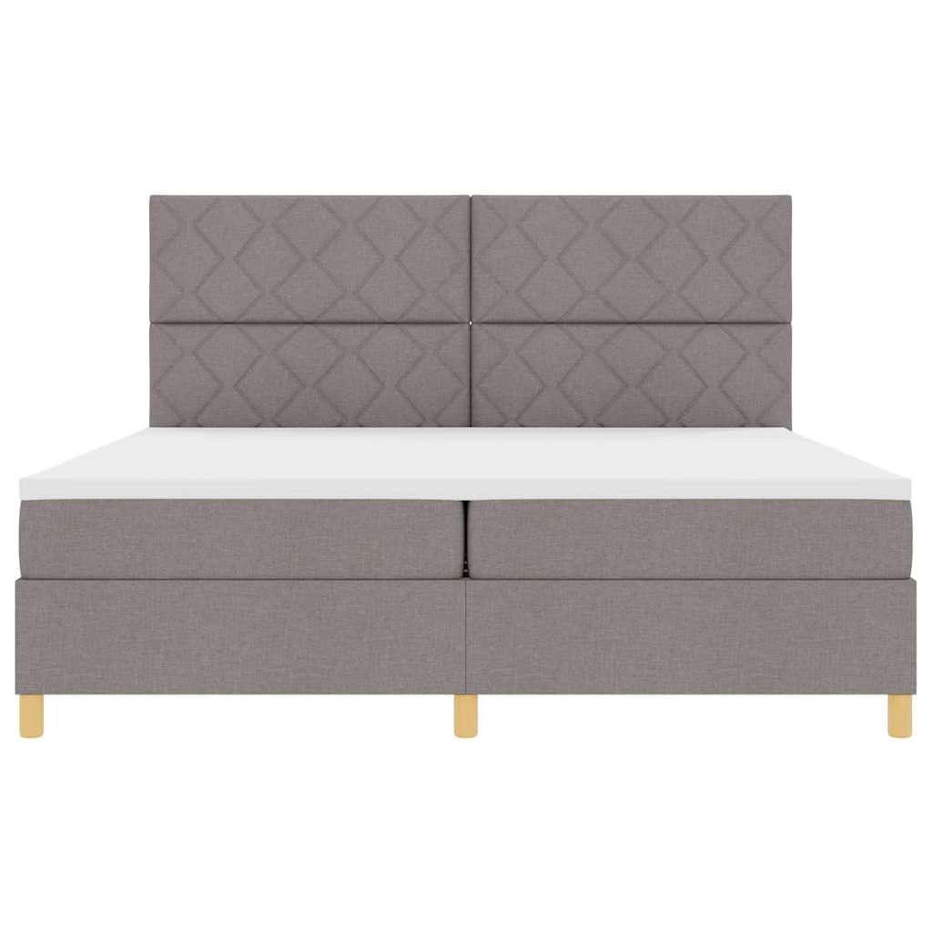 vidaXL Κρεβάτι με ελατήρια με κεφαλάρι Taupe 200 x 200 cm ύφασμα