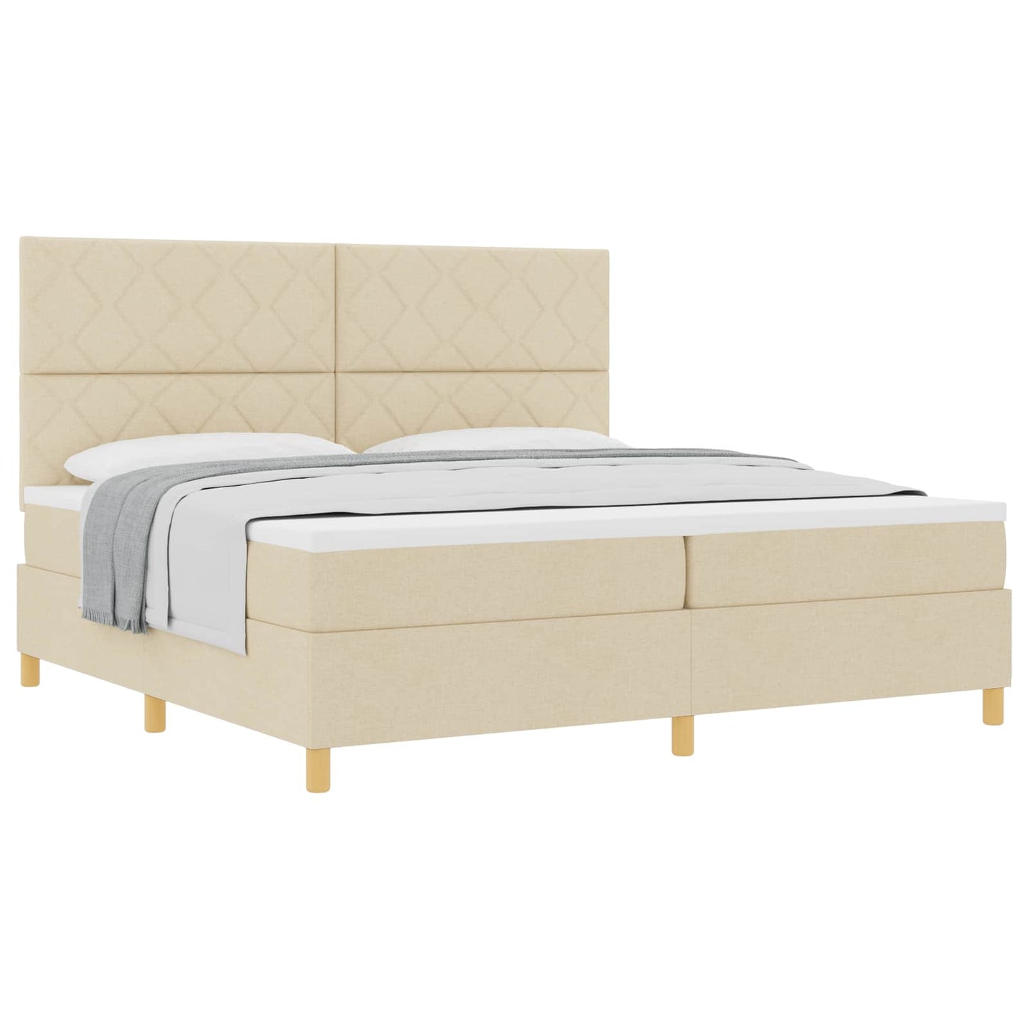 vidaXL Κρεβάτι με ελατήρια με κεφαλάρι Κρεμ 200 x 200 cm ύφασμα
