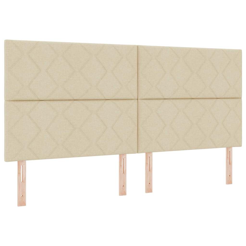 vidaXL Κρεβάτι με ελατήρια με κεφαλάρι Κρεμ 200 x 200 cm ύφασμα