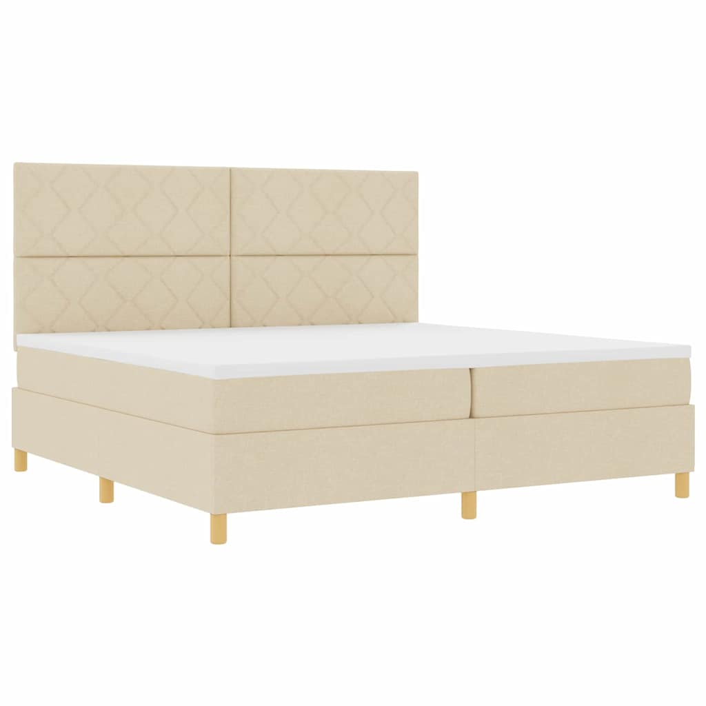 vidaXL Κρεβάτι με ελατήρια με κεφαλάρι Κρεμ 200 x 200 cm ύφασμα