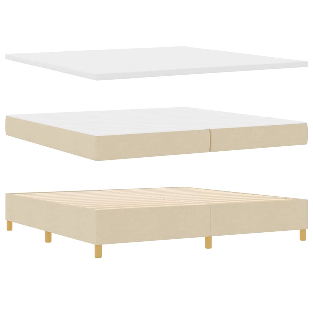 vidaXL Κρεβάτι με ελατήρια με κεφαλάρι Κρεμ 200 x 200 cm ύφασμα