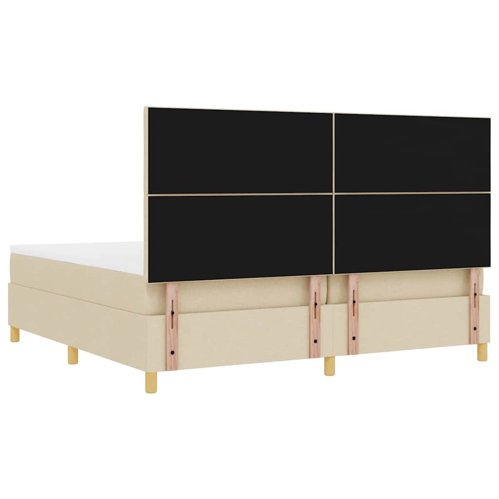 vidaXL Κρεβάτι με ελατήρια με κεφαλάρι Κρεμ 200 x 200 cm ύφασμα