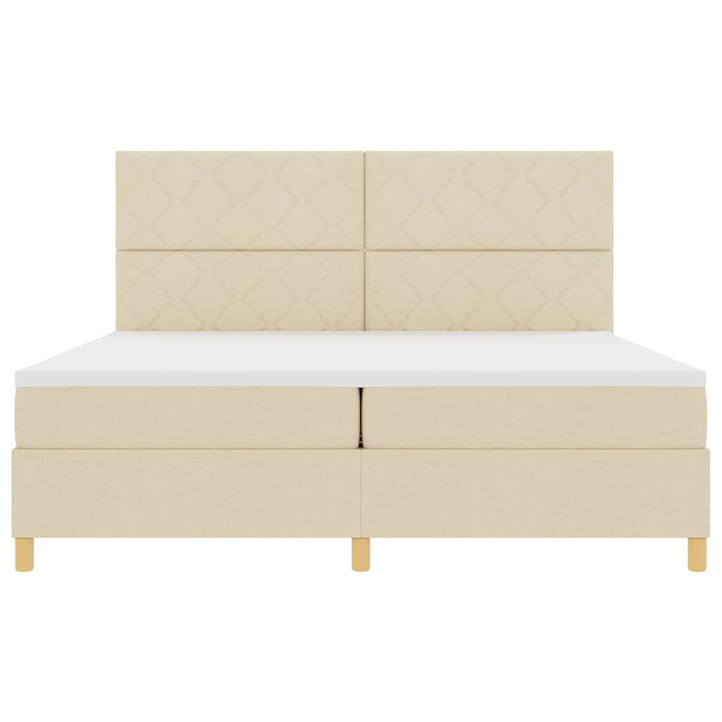 vidaXL Κρεβάτι με ελατήρια με κεφαλάρι Κρεμ 200 x 200 cm ύφασμα