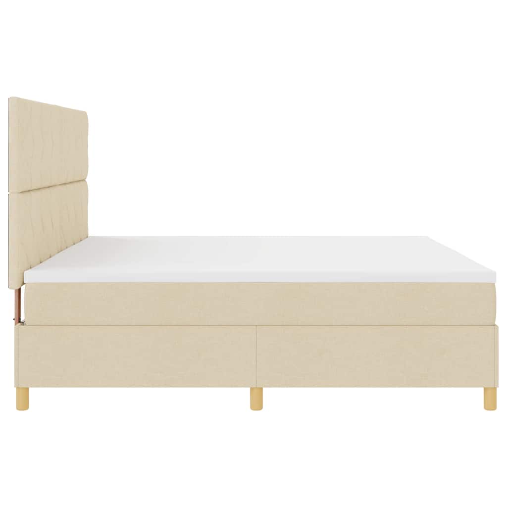 vidaXL Κρεβάτι με ελατήρια με κεφαλάρι Κρεμ 200 x 200 cm ύφασμα