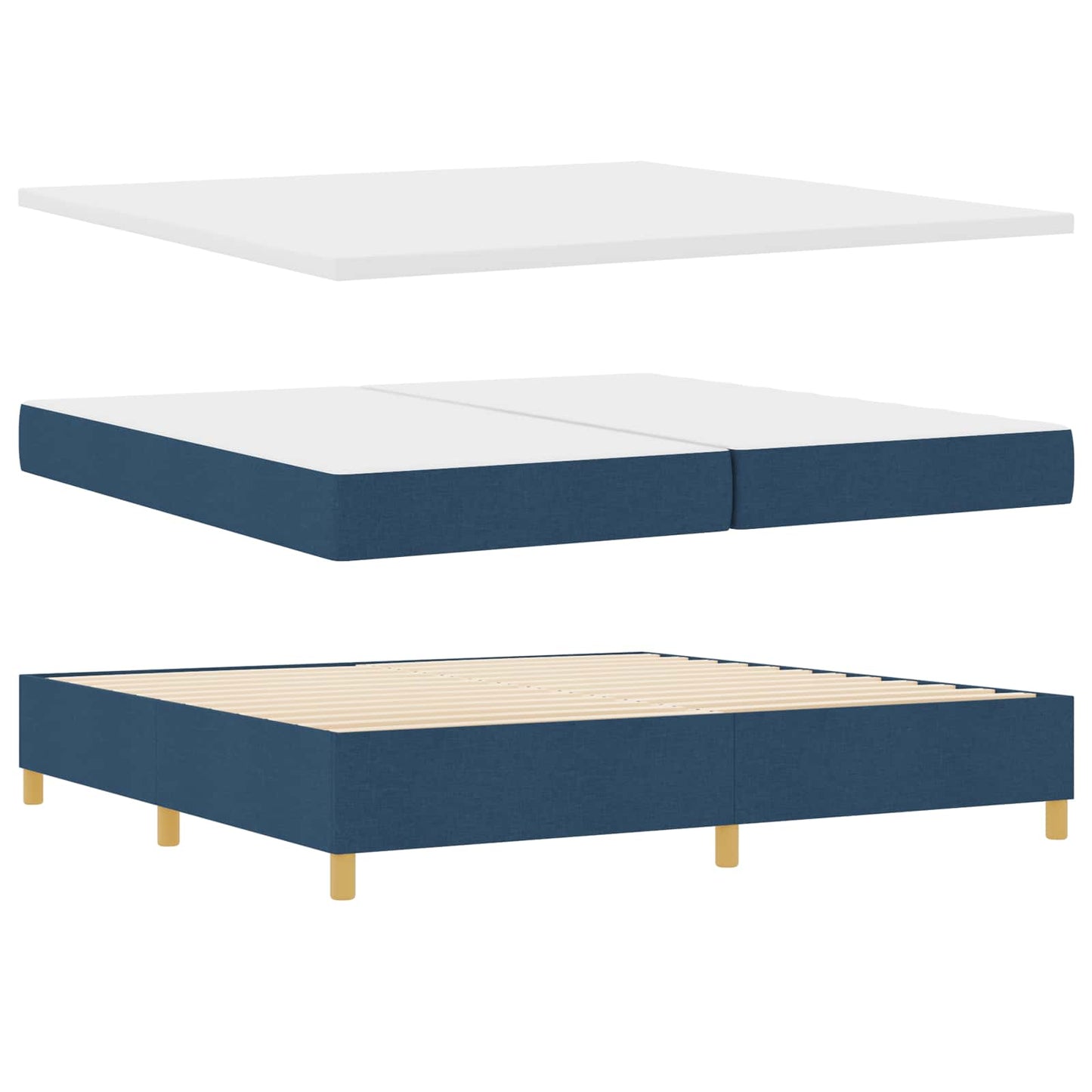 vidaXL Κρεβάτι με ελατήρια με κεφαλάρι Μπλε 200 x 200 cm ύφασμα