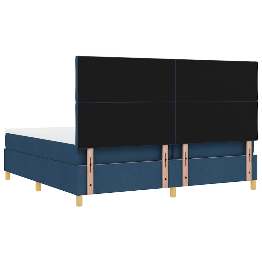 vidaXL Κρεβάτι με ελατήρια με κεφαλάρι Μπλε 200 x 200 cm ύφασμα