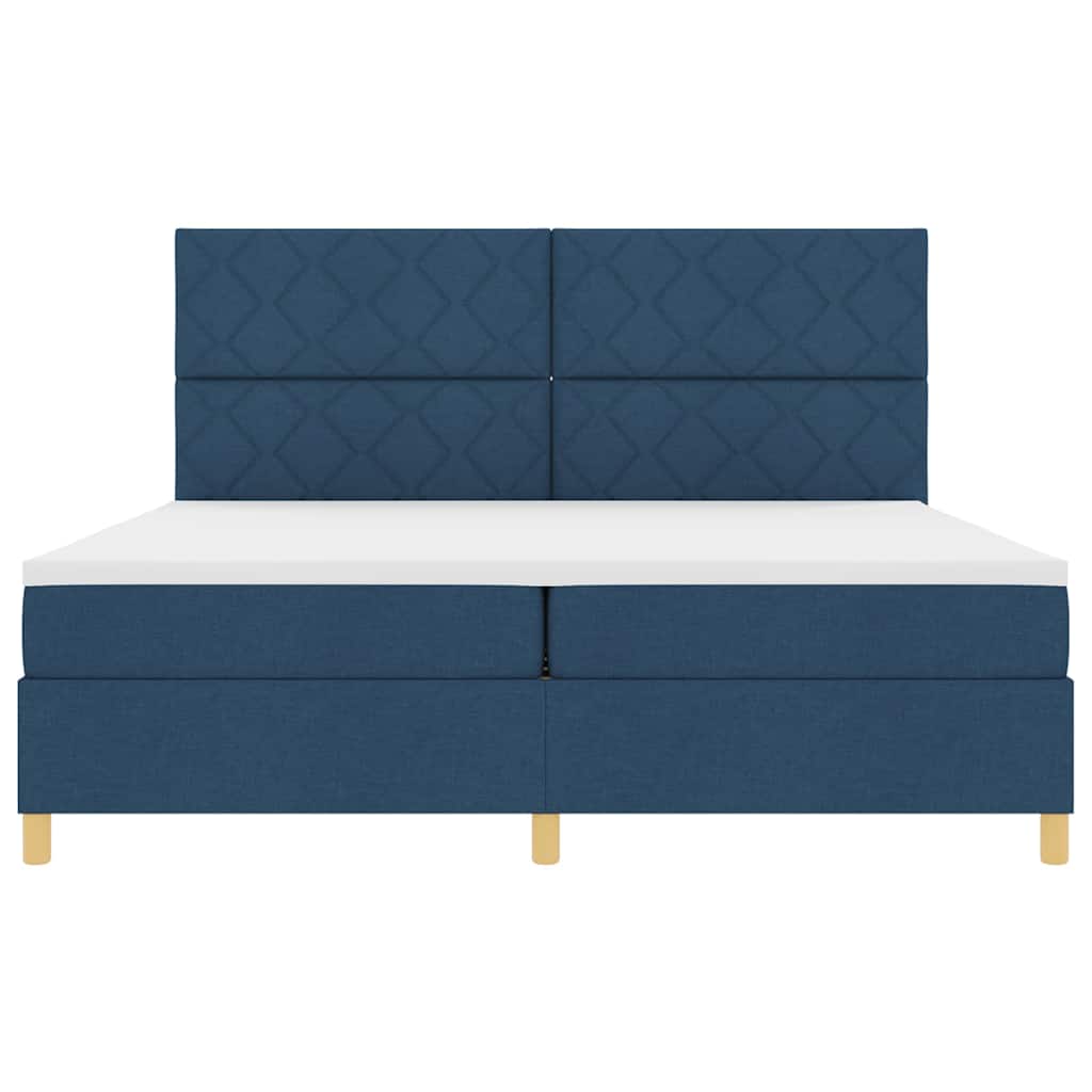 vidaXL Κρεβάτι με ελατήρια με κεφαλάρι Μπλε 200 x 200 cm ύφασμα