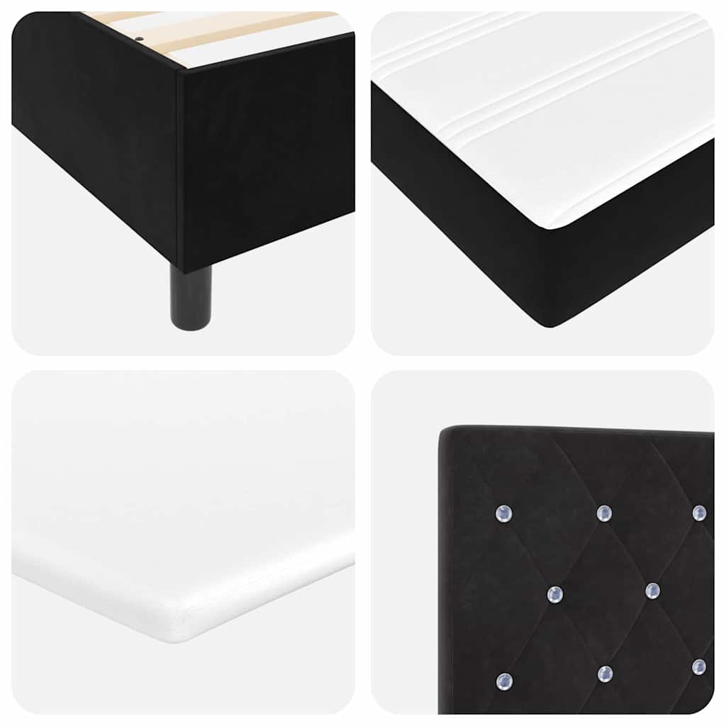 vidaXL Κρεβάτι με ελατήρια με στρώμα Μαύρο 100 x 200 cm Βελούδο