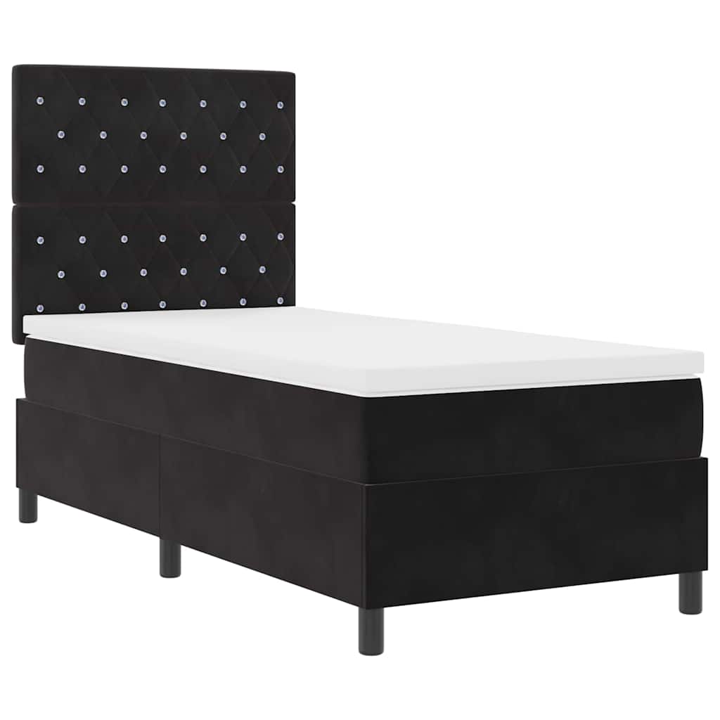 vidaXL Κρεβάτι με ελατήρια με στρώμα Μαύρο 100 x 200 cm Βελούδο