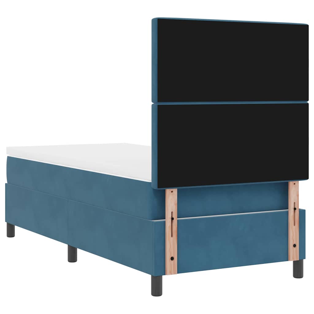 vidaXL Κρεβάτι με ελατήρια με στρώμα Σκούρο Μπλε 100 x 200 cm Βελούδο