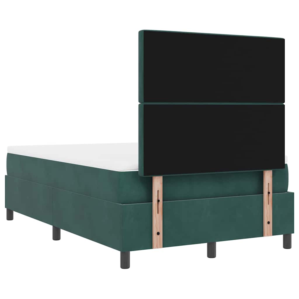 vidaXL Κρεβάτι με ελατήρια Σκούρο Πράσινο 120 x 200 cm Βελούδο