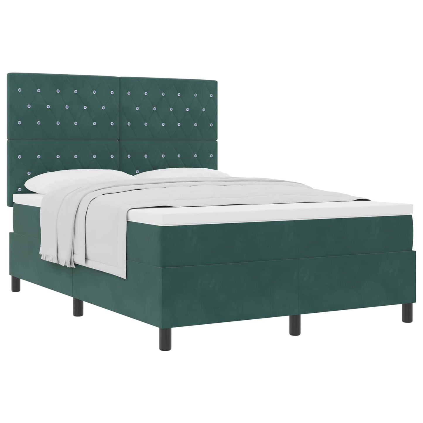 vidaXL Κρεβάτι με ελατήρια Σκούρο Πράσινο 140 x 190 cm Βελούδο