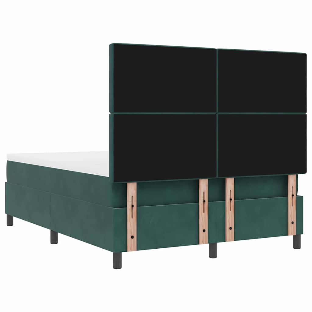 vidaXL Κρεβάτι με ελατήρια Σκούρο Πράσινο 140 x 190 cm Βελούδο