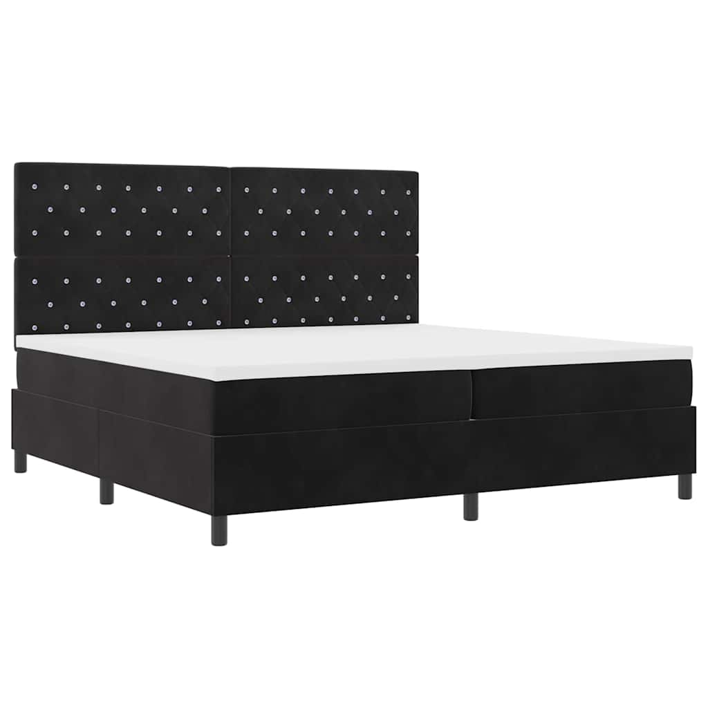 vidaXL Κρεβάτι με ελατήρια με στρώμα Μαύρο 200 x 200 cm Βελούδο