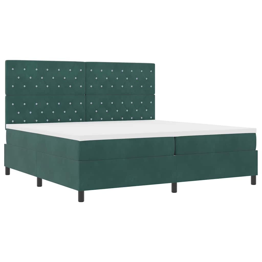 vidaXL Κρεβάτι με ελατήρια Σκούρο Πράσινο 200 x 200 cm Βελούδο