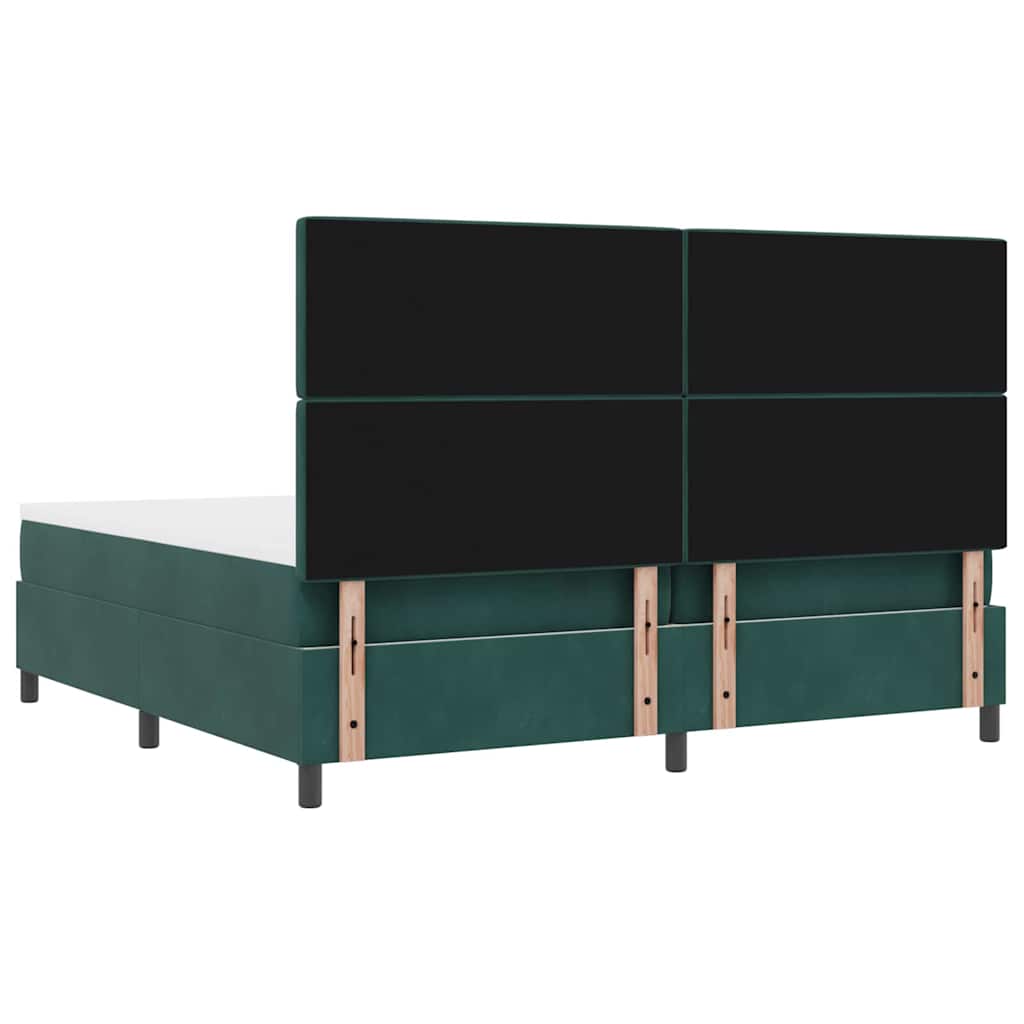 vidaXL Κρεβάτι με ελατήρια Σκούρο Πράσινο 200 x 200 cm Βελούδο