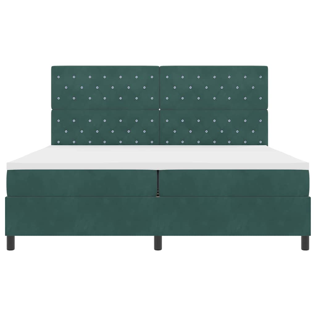vidaXL Κρεβάτι με ελατήρια Σκούρο Πράσινο 200 x 200 cm Βελούδο