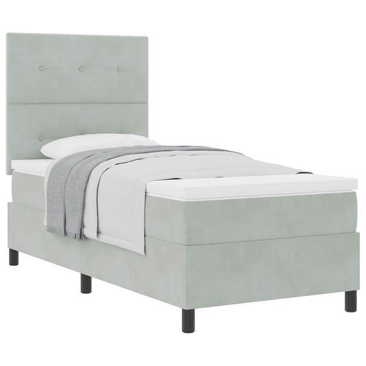 vidaXL Κρεβάτι με ελατήρια Ανοιχτό γκρι 90 x 190 cm Βελούδο