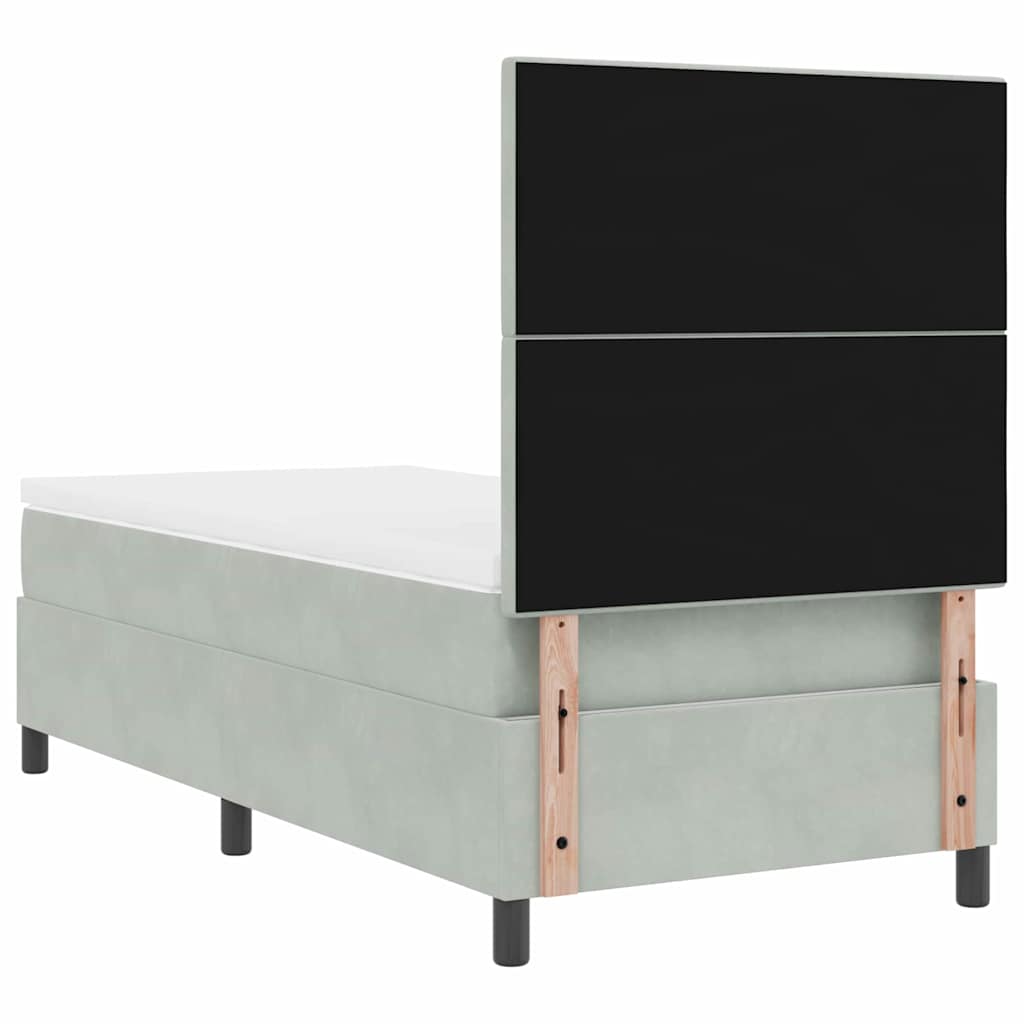 vidaXL Κρεβάτι με ελατήρια Ανοιχτό γκρι 90 x 190 cm Βελούδο