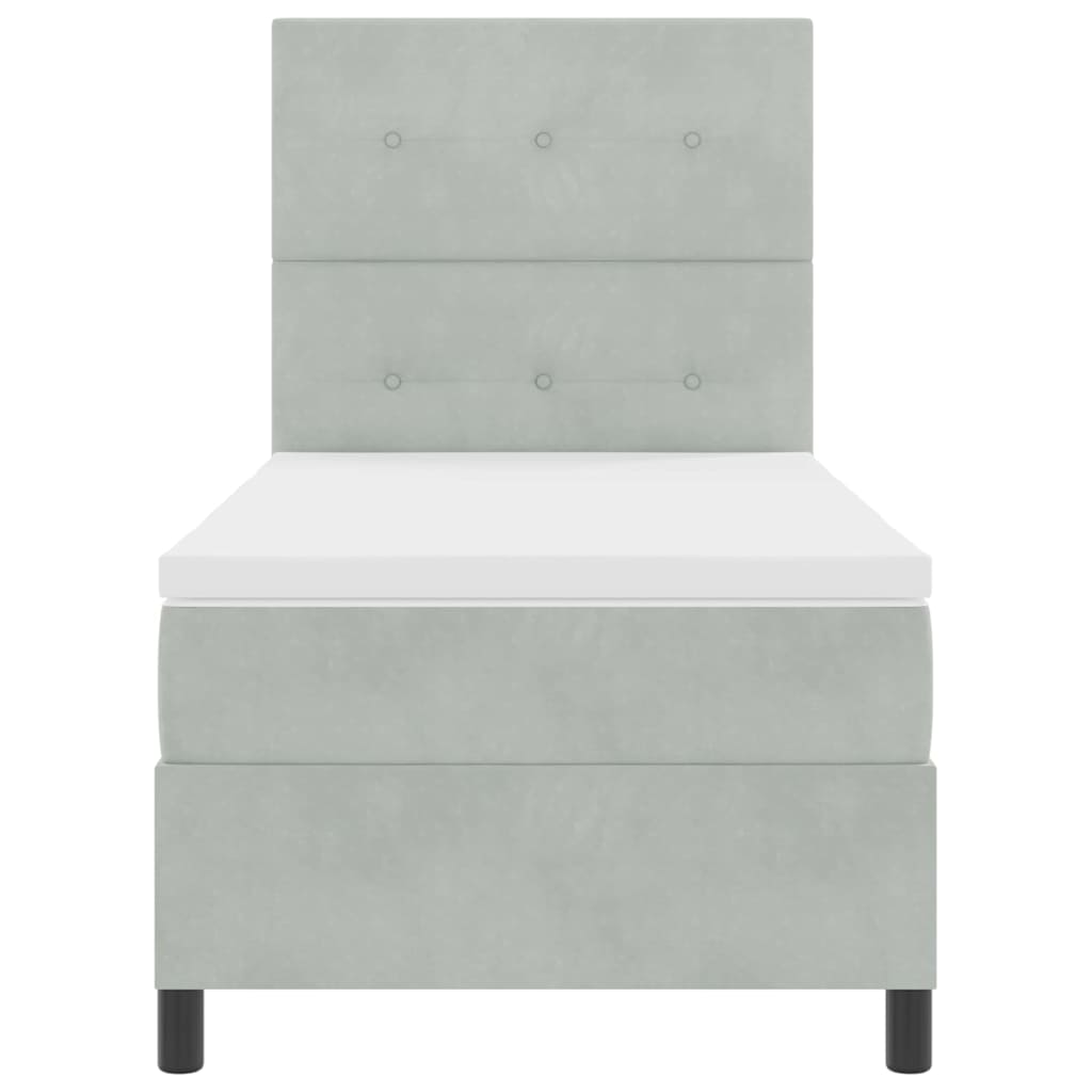 vidaXL Κρεβάτι με ελατήρια Ανοιχτό γκρι 90 x 190 cm Βελούδο