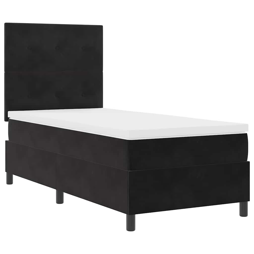 vidaXL Κρεβάτι με ελατήρια με κεφαλάρι Μαύρο 90 x 190 cm Βελούδο