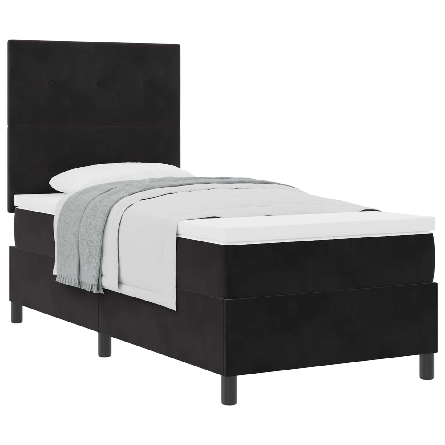 vidaXL Κρεβάτι με ελατήρια με κεφαλάρι Μαύρο 90 x 200 cm Βελούδο
