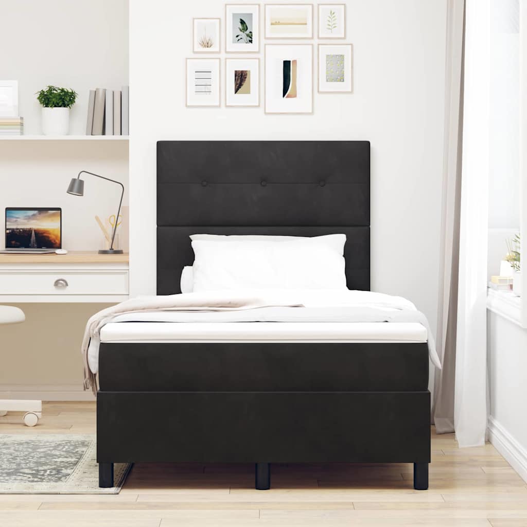 vidaXL Κρεβάτι με ελατήρια με κεφαλάρι Μαύρο 120 x 190 cm Βελούδο