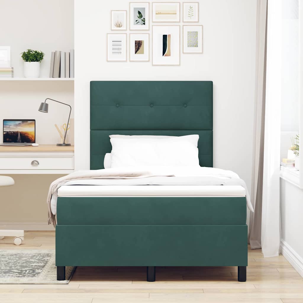 vidaXL Κρεβάτι με ελατήρια Σκούρο Πράσινο 120 x 190 cm Βελούδο