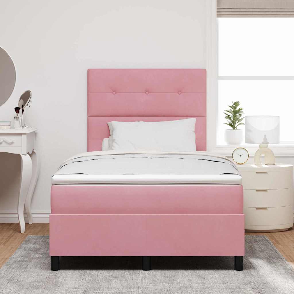 vidaXL Κρεβάτι με ελατήρια με κεφαλάρι Ροζ 120 x 190 cm Βελούδο