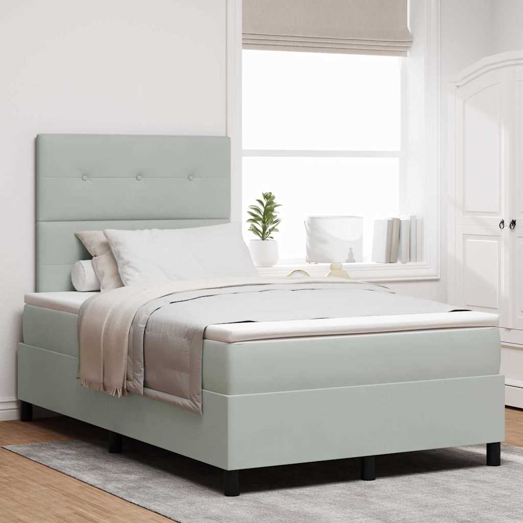 vidaXL Κρεβάτι με ελατήρια Ανοιχτό γκρι 120 x 200 cm Βελούδο
