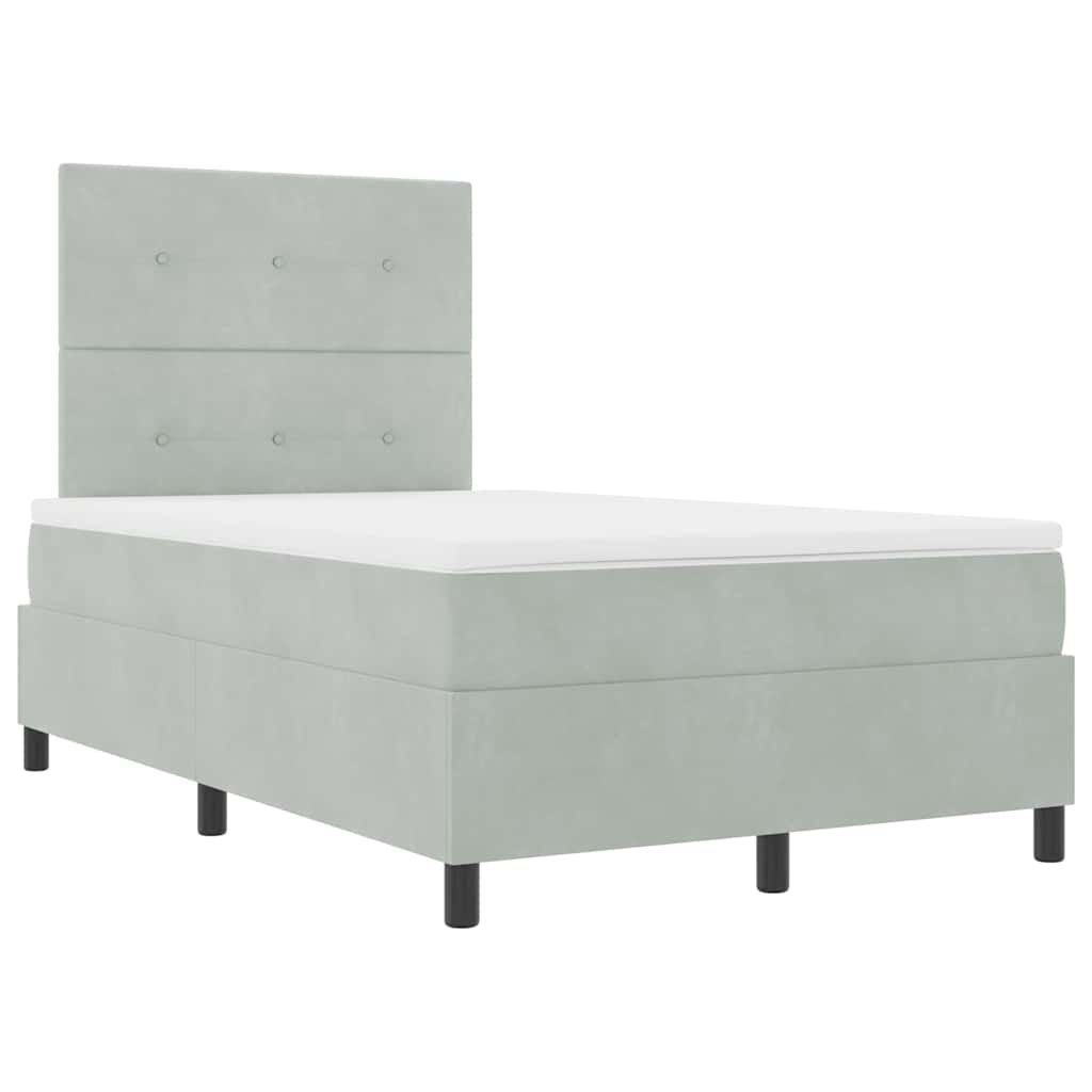 vidaXL Κρεβάτι με ελατήρια Ανοιχτό γκρι 120 x 200 cm Βελούδο