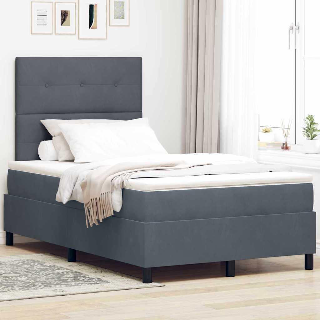 vidaXL Κρεβάτι με ελατήρια Σκούρο Γκρι 120 x 200 cm Βελούδο