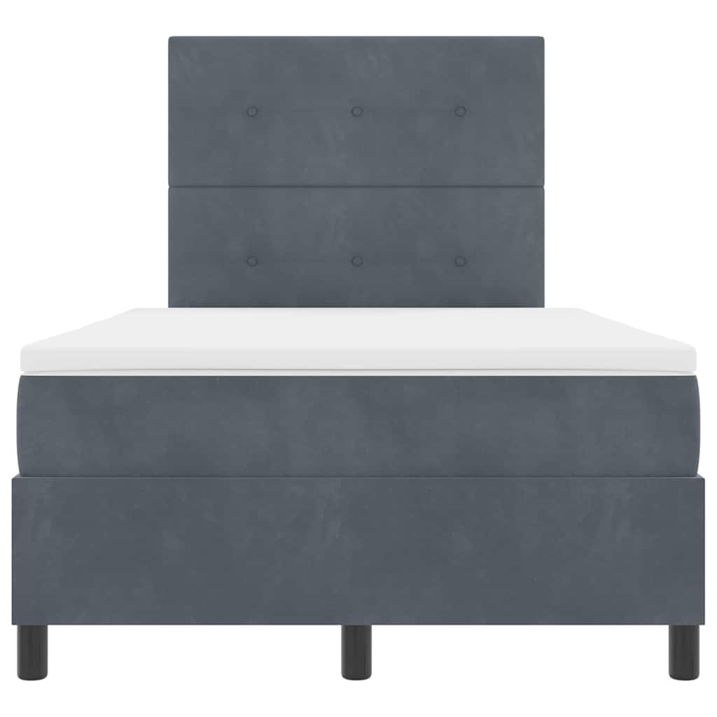 vidaXL Κρεβάτι με ελατήρια Σκούρο Γκρι 120 x 200 cm Βελούδο