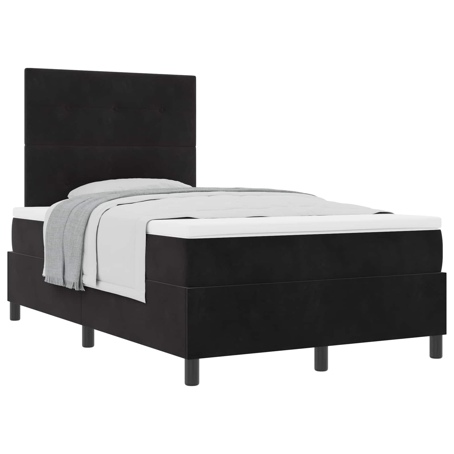 vidaXL Κρεβάτι με ελατήρια με κεφαλάρι Μαύρο 120 x 200 cm Βελούδο