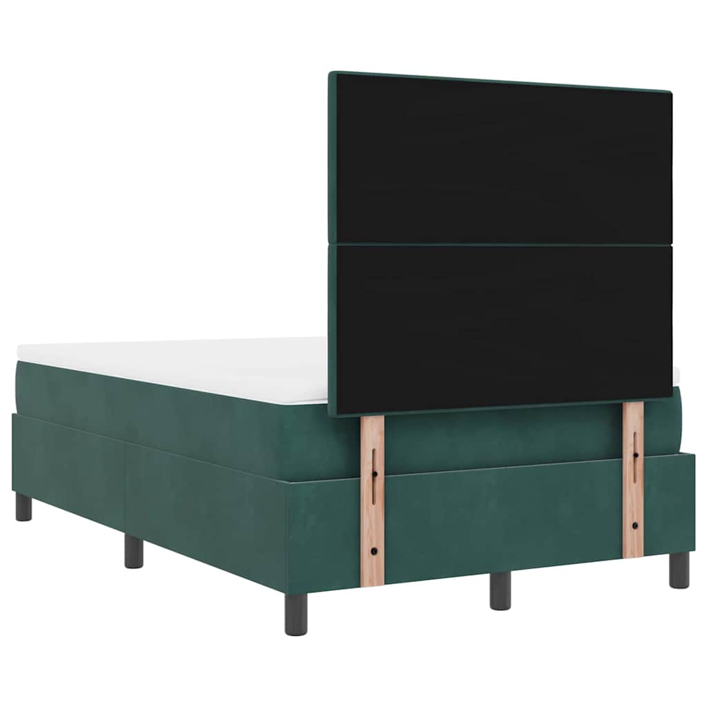 vidaXL Κρεβάτι με ελατήρια Σκούρο Πράσινο 120 x 200 cm Βελούδο