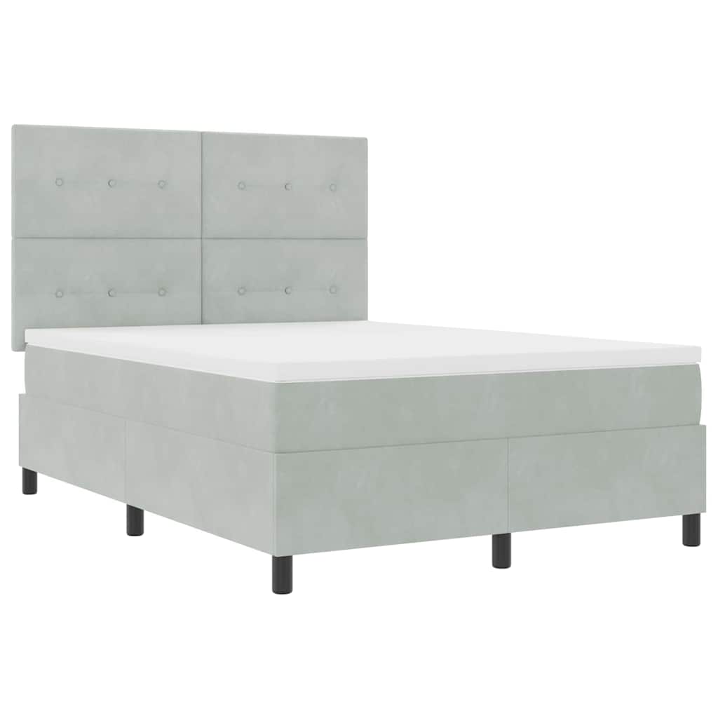 vidaXL Κρεβάτι με ελατήρια Ανοιχτό γκρι 140 x 190 cm Βελούδο