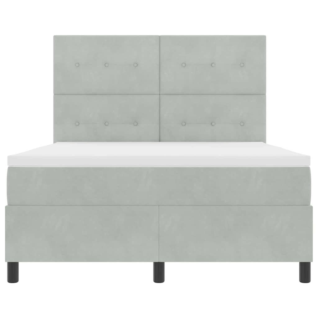 vidaXL Κρεβάτι με ελατήρια Ανοιχτό γκρι 140 x 190 cm Βελούδο