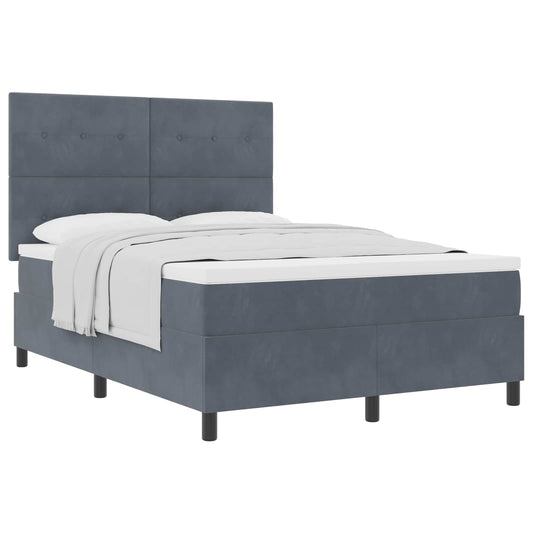 vidaXL Κρεβάτι με ελατήρια Σκούρο Γκρι 140 x 190 cm Βελούδο