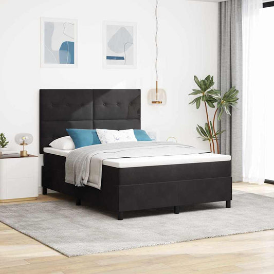 vidaXL Κρεβάτι με ελατήρια με κεφαλάρι Μαύρο 140 x 190 cm Βελούδο