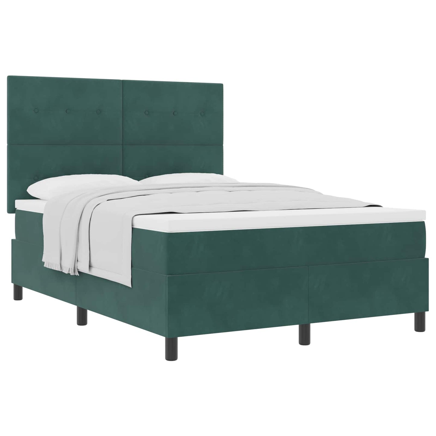 vidaXL Κρεβάτι με ελατήρια Σκούρο Πράσινο 140 x 190 cm Βελούδο