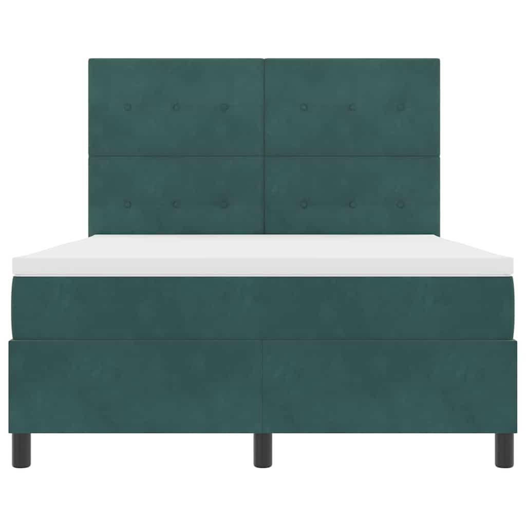 vidaXL Κρεβάτι με ελατήρια Σκούρο Πράσινο 140 x 190 cm Βελούδο