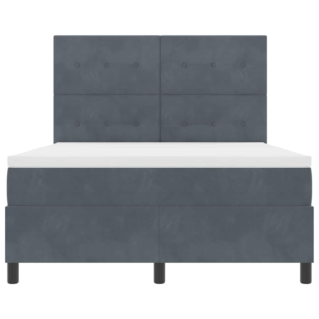 vidaXL Κρεβάτι με ελατήρια Σκούρο Γκρι 140 x 200 cm Βελούδο
