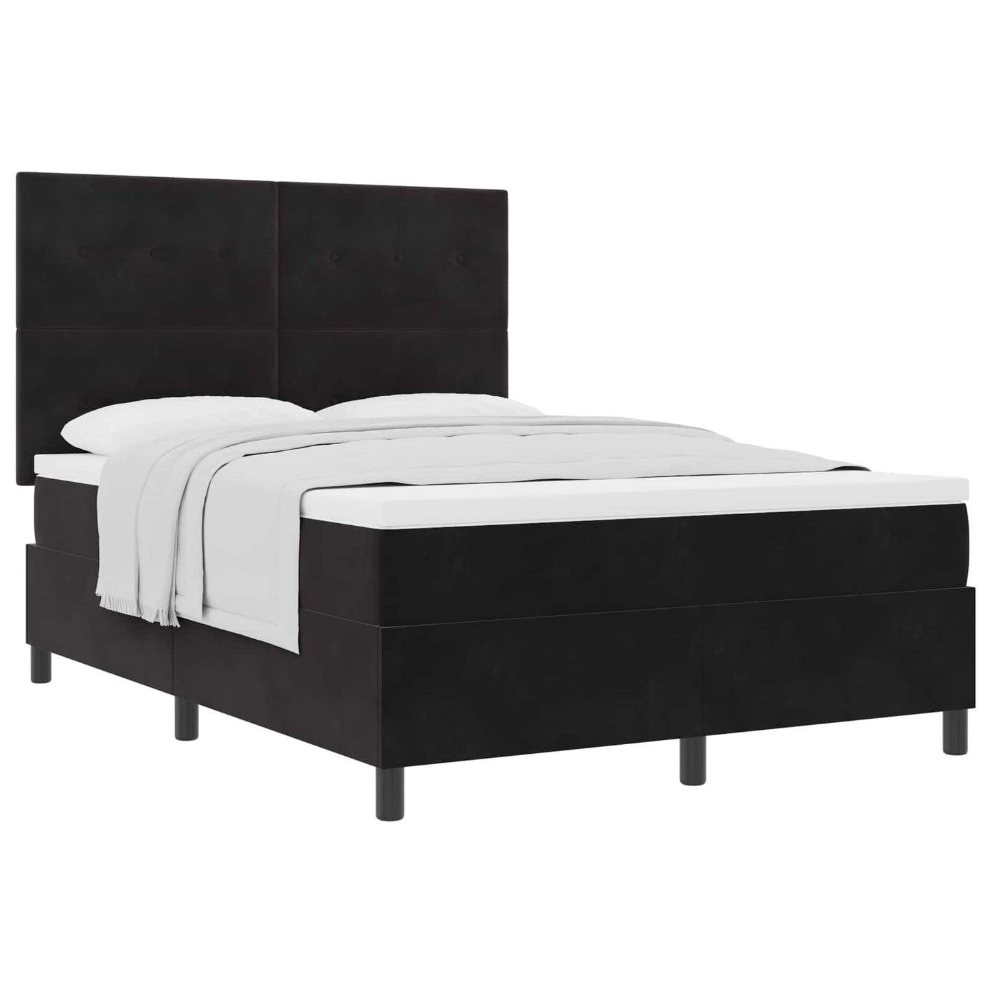 vidaXL Κρεβάτι με ελατήρια με κεφαλάρι Μαύρο 140 x 200 cm Βελούδο