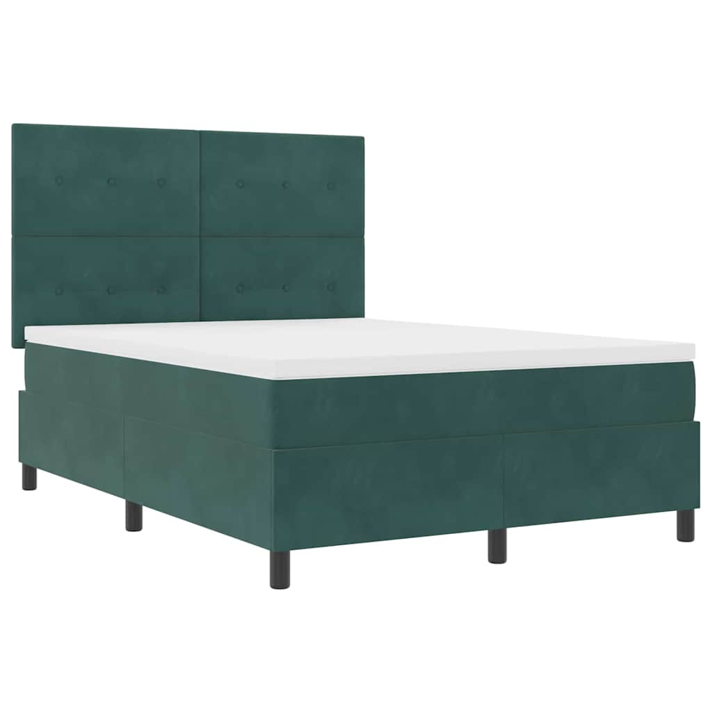 vidaXL Κρεβάτι με ελατήρια Σκούρο Πράσινο 140 x 200 cm Βελούδο
