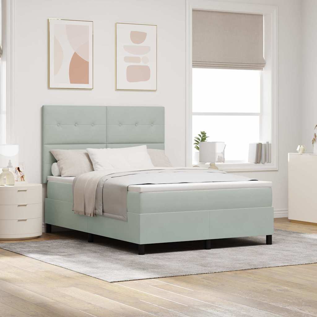 vidaXL Κρεβάτι με ελατήρια Ανοιχτό γκρι 160 x 200 cm Βελούδο