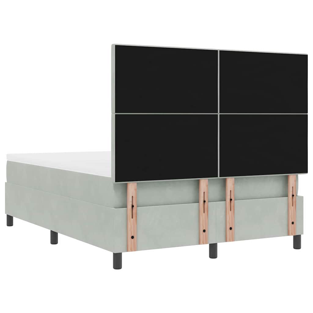 vidaXL Κρεβάτι με ελατήρια Ανοιχτό γκρι 160 x 200 cm Βελούδο