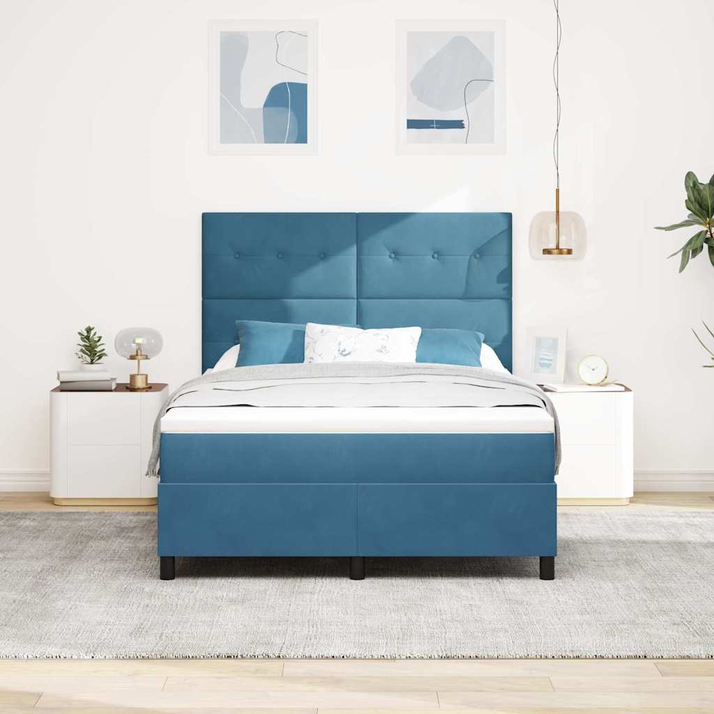 vidaXL Κρεβάτι με ελατήρια Σκούρο Μπλε 160 x 200 cm Βελούδο