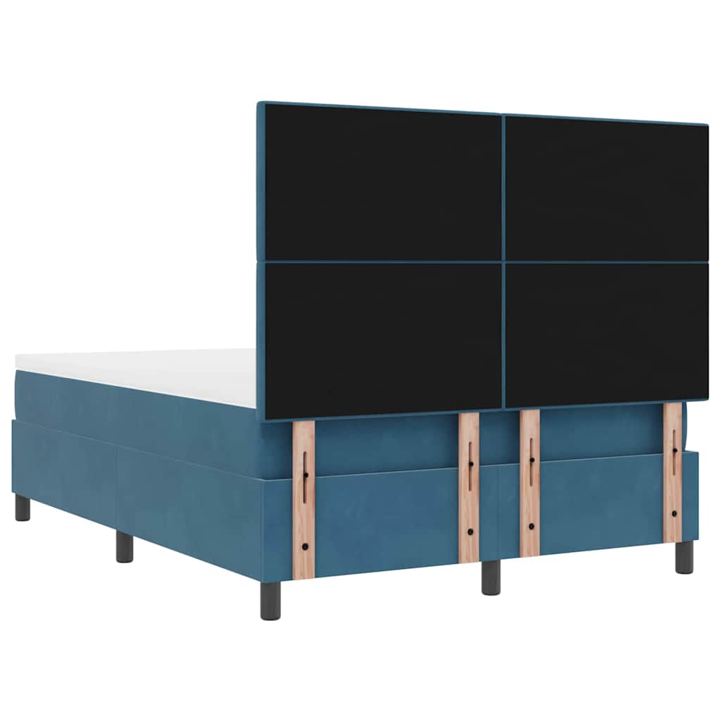 vidaXL Κρεβάτι με ελατήρια Σκούρο Μπλε 160 x 200 cm Βελούδο
