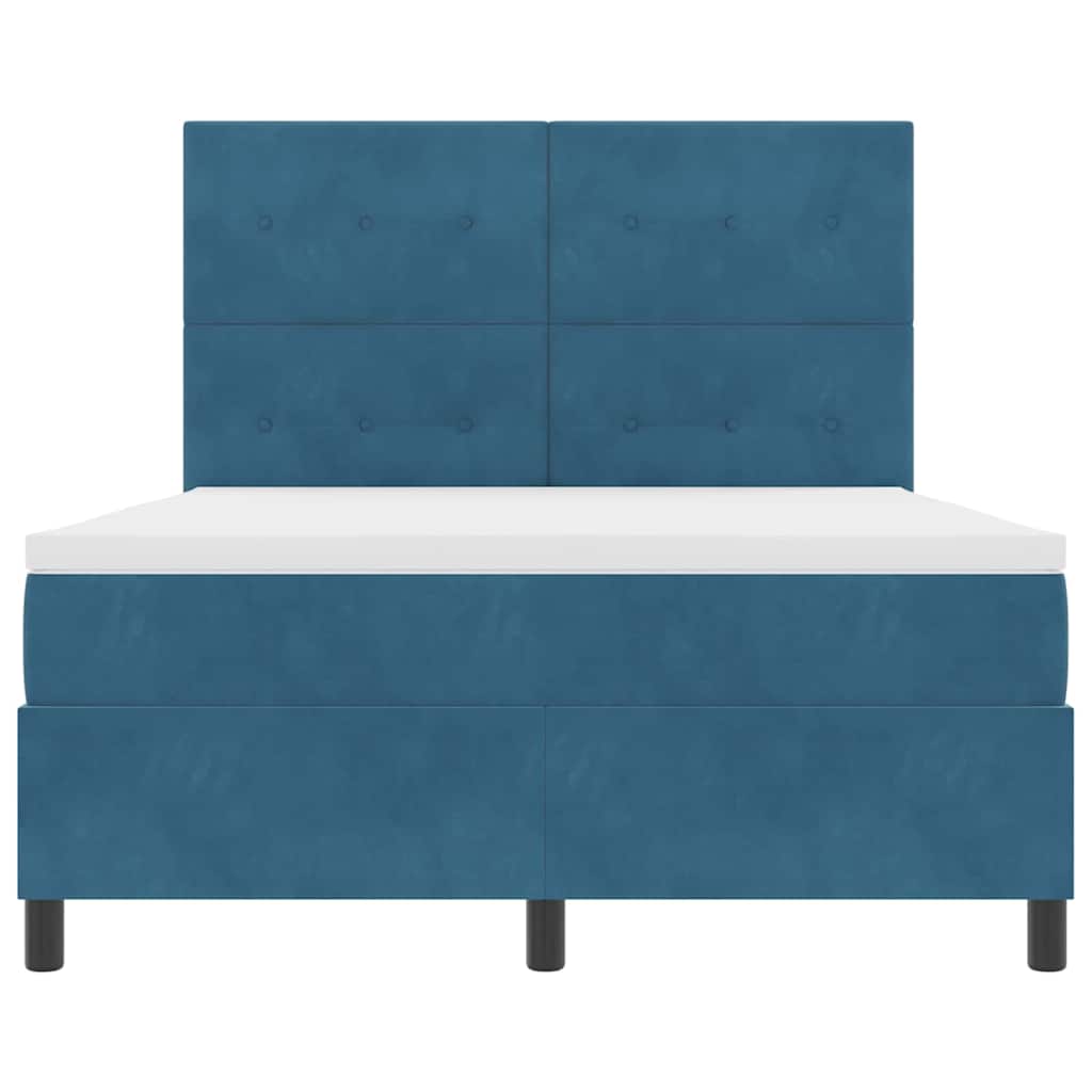 vidaXL Κρεβάτι με ελατήρια Σκούρο Μπλε 160 x 200 cm Βελούδο